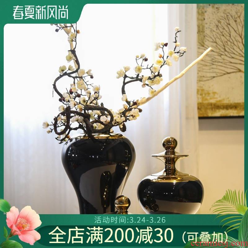 Jingdezhen ceramic vases, flower, flower implement new Chinese style light model simulation flower restaurant hotel decoration decoration key-2 luxury