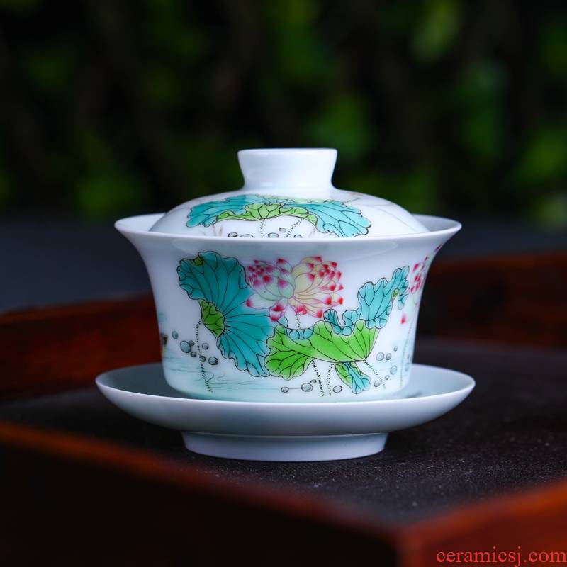 Offered home - cooked three just tureen hand - made ceramic bowl in jingdezhen porcelain teacup checking tea kungfu tea cup