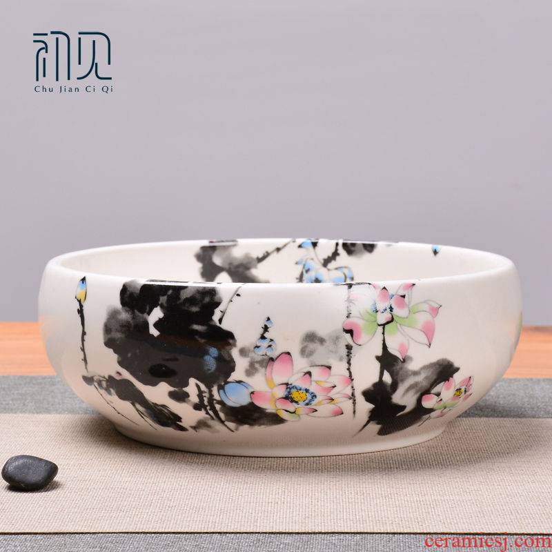 Tea to wash to overflow bowl cups to wash large flower pot writing brush washer from kung fu Tea sets accessories scenery small ceramic Tea set