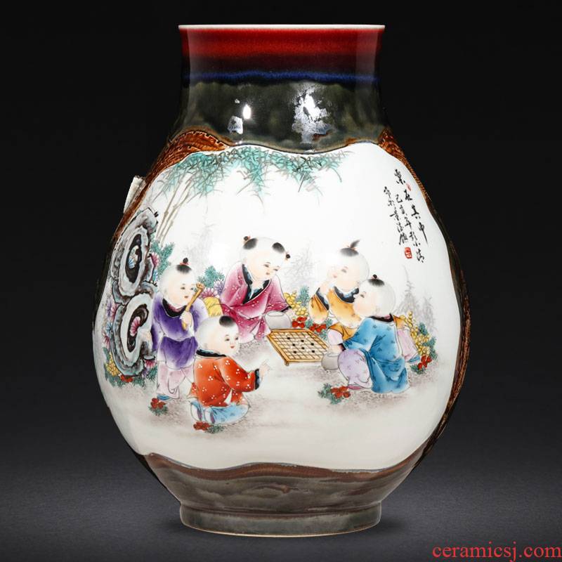 Jingdezhen ceramics creative hand - made up with tong qu large vases, flower arranging Chinese sitting room porch decoration furnishing articles