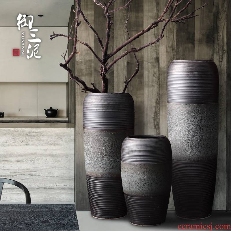 New Chinese style restoring ancient ways of jingdezhen ceramic vase hotel flower arranging furnishing articles sitting room ground in the modern pottery large flower pot