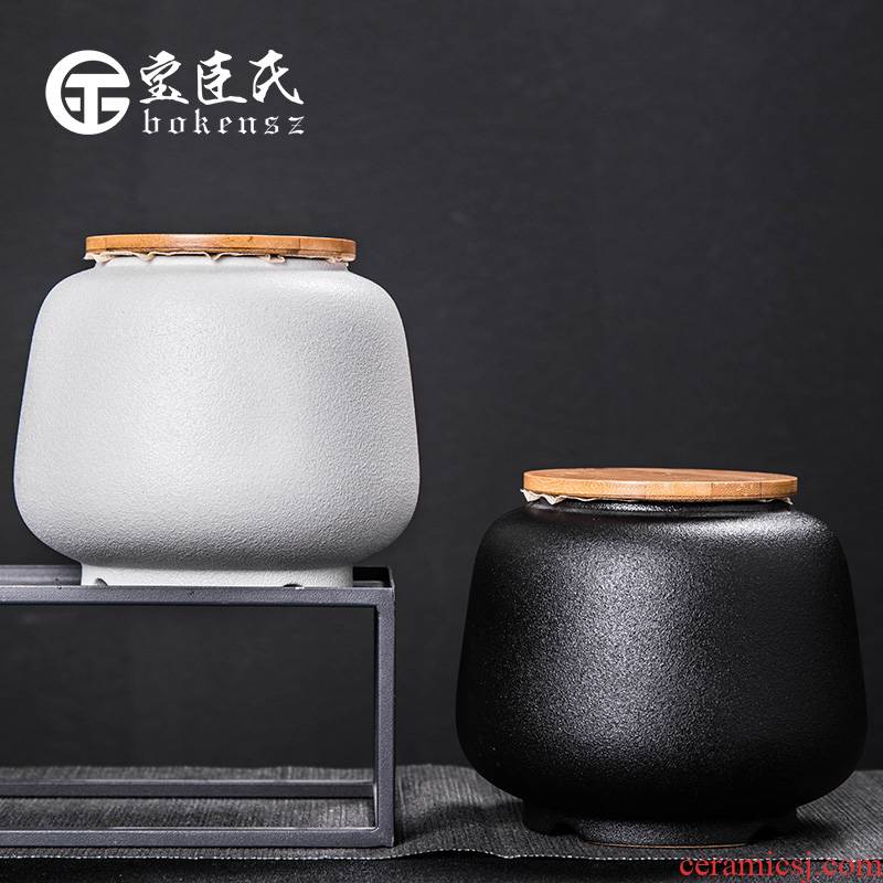 Treasure minister 's ceramic tea pot seal pot of black household size small storage jar small caddy fixings tea boxes