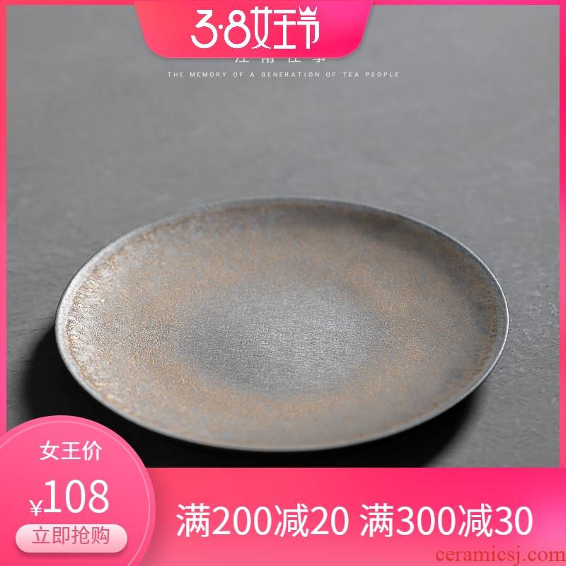 Jiangnan past rust bearing ceramic glaze pot gold disc pot holder, dry tea adopt kung fu tea set small tea table