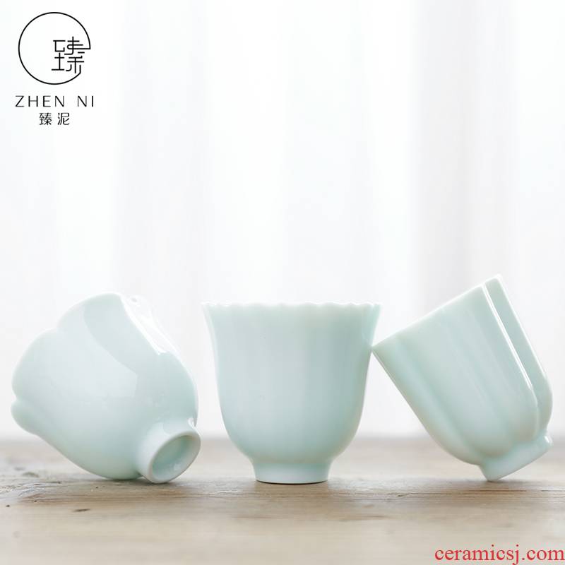 By mud celadon teacup jingdezhen ceramic kung fu tea bowl thin foetus manual sample tea cup, master cup