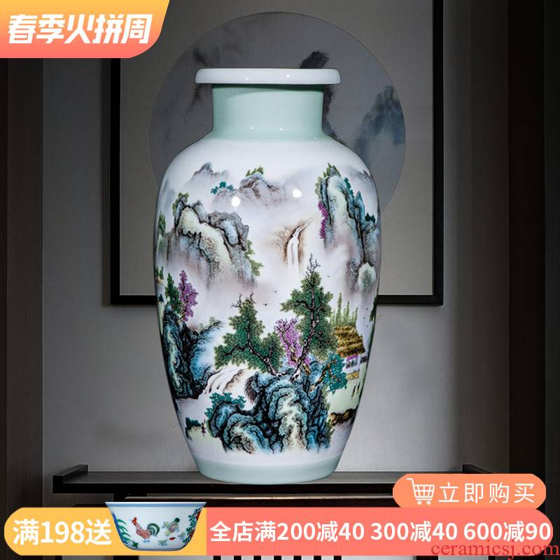 Jingdezhen ceramics vase furnishing articles Chinese style is I sitting room flower arranging household contracted TV ark adornment ornament