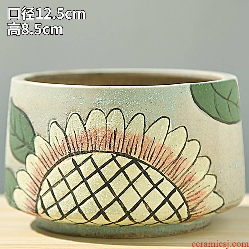Korean manual painting coarse pottery meat platter creative move more size a clearance sale