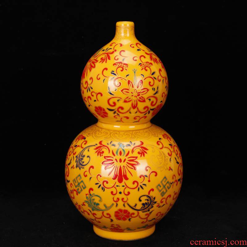 Jingdezhen imitation enamel see colour gourd vases, antique reproduction of clear acting palace restoring ancient ways antiques flea household adornment furnishing articles