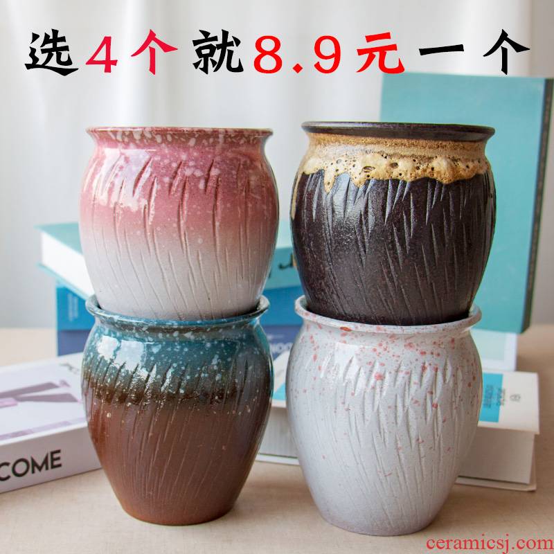 Meaty plant contracted coarse pottery flowerpot ceramic flower POTS, fleshy move violet arenaceous mage gop running high pot coloured drawing or pattern
