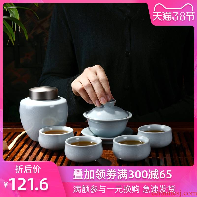 Your up tea suit household with caddy fixings tureen tea hand grasp pot of ceramic kung fu tea set gift boxes