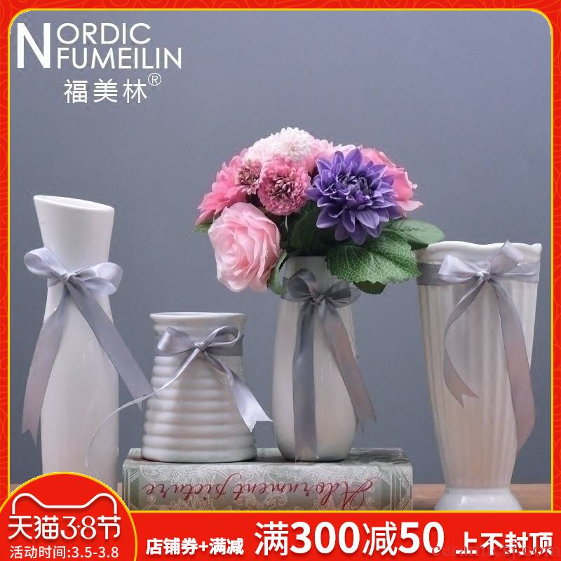 White ceramic vases, I and contracted Japanese lovely flower implement ikea home furnishing articles style small household business