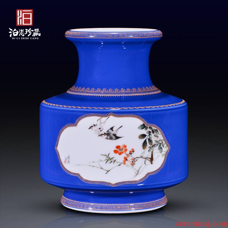 Jingdezhen ceramic offering blue see colour dress birds and flowers in the vase of new Chinese style household furnishing articles rich ancient frame sitting room decoration
