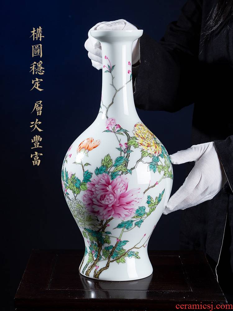 Jia lage jingdezhen ceramic vase YangShiQi pastel peony grains and name dish buccal bottle porcelain vases, furnishing articles