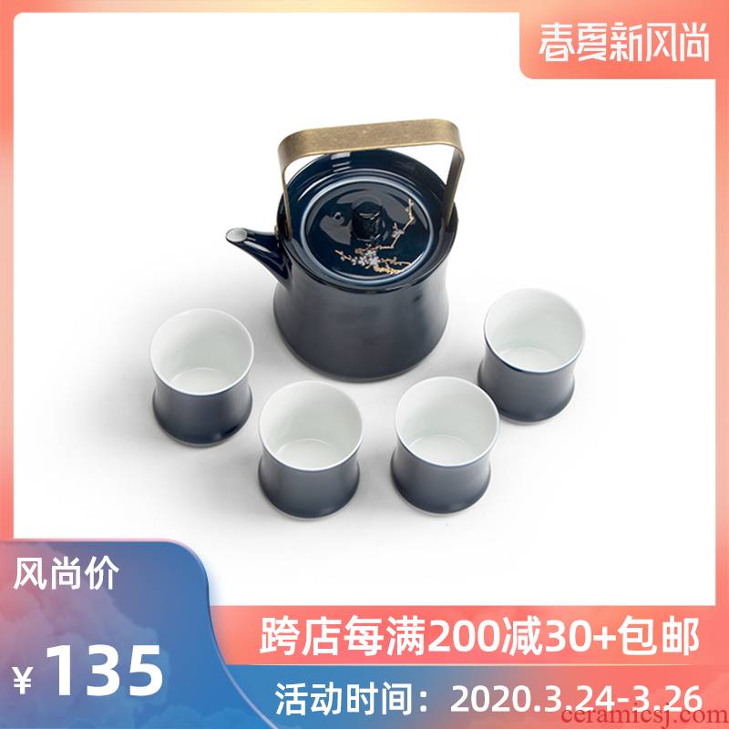 Mr Nan shan name plum flower pot of ceramic teapot teacup ji blue filter girder combination creative kung fu tea set