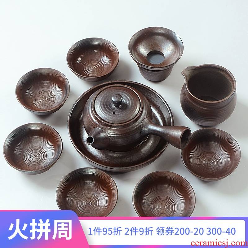 Is Yang wood tea set of a complete set of hand side put the pot of thick some ceramic retro kung fu tea set on sale