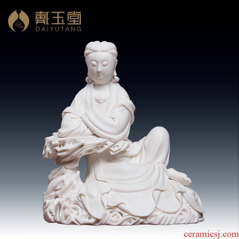 Furnishing articles yutang dai dehua porcelain carving of Buddha avalokiteshvara Liu Mingzhi sat rock guanyin/D19-28