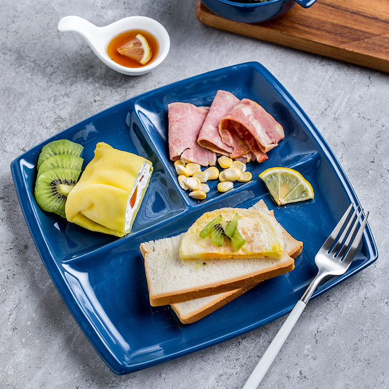 Creative Nordic contracted frame plate ceramic three dishes western square plate snack plate European children 's breakfast tray