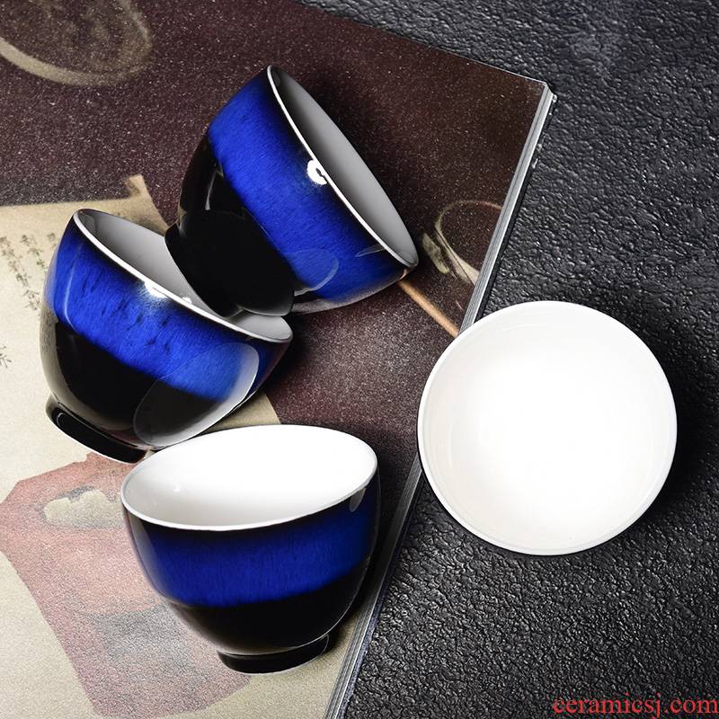 A good laugh, sapphire blue kung fu tea cups ji blue ceramic cups masters cup sample tea cup cup move
