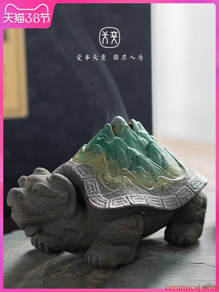 "Dragon tortoise" day yi ceramic incense buner household indoor purify air tea fragrant incense tower Chinese creative furnishing articles