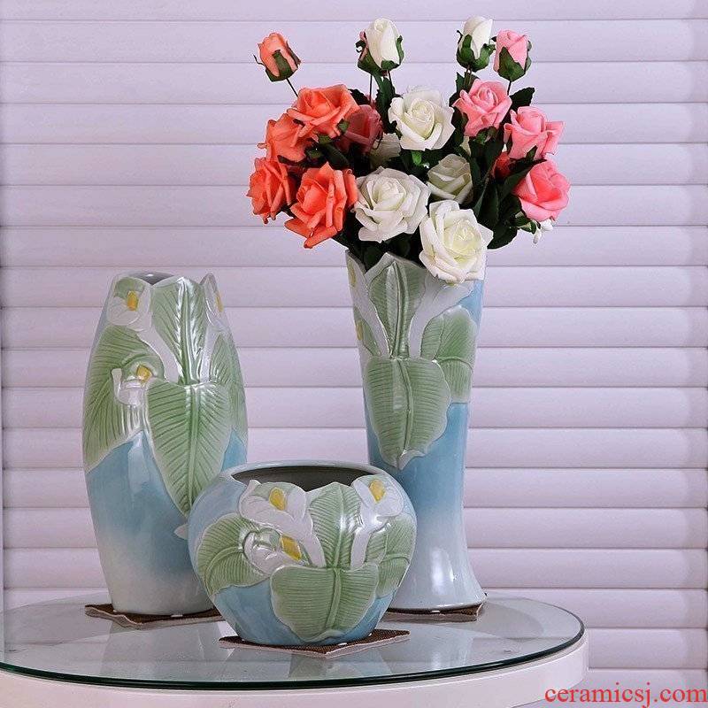 Modern European rural household act the role ofing is tasted three - piece ceramic vase fashion flower home furnishing articles ornaments