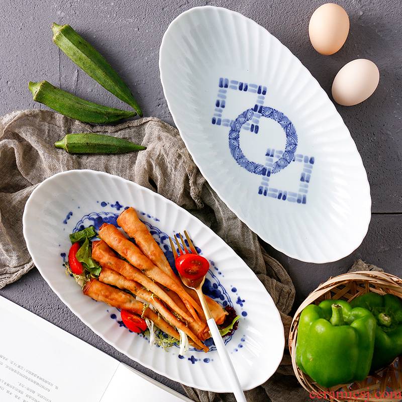 The fawn field'm ceramic tableware imported from Japan Japanese fish plate long plate creative Japanese home plate of Japanese and wind
