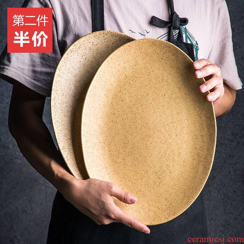 Ceramic contracted household dining - room of Europe type plate plate large oval fish dish 0 dumplings plate of the move