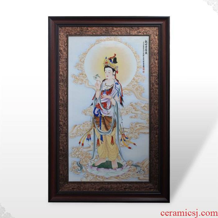 Offered a home - cooked r jingdezhen famous adornment Cao Zhiyou hand - made famille rose porcelain plate painting "avalokitesvara" collection