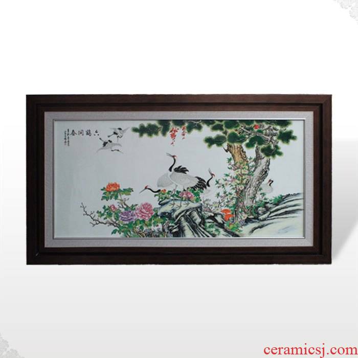 Offered home - cooked in jingdezhen hand - made archaize of famille rose porcelain plate painting decoration furnishing articles 【 six cranes with spring collection