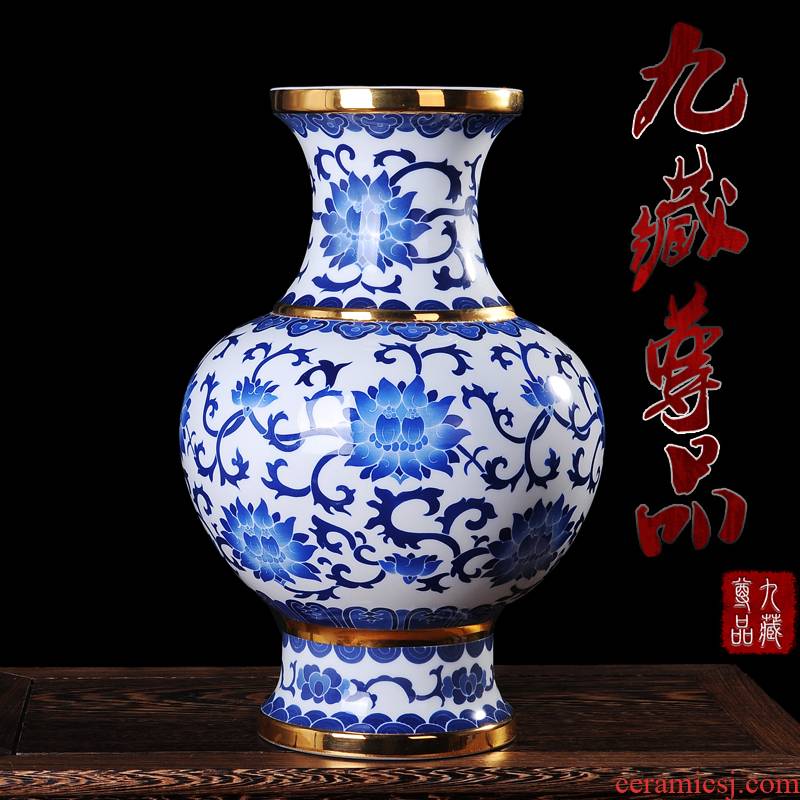 Jingdezhen ceramics gold hand - made vases, flower, the lotus seed admiralty bottles of modern fashion handicraft furnishing articles
