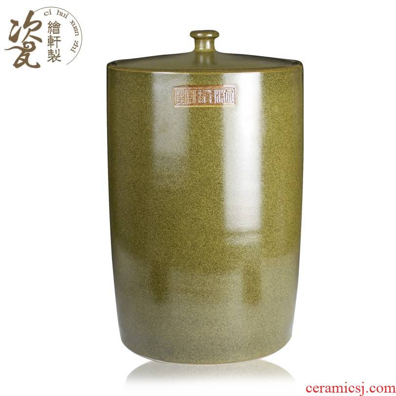 Jingdezhen ceramic ricer box tea at the end of the barrel storage tank jars of it with the cover