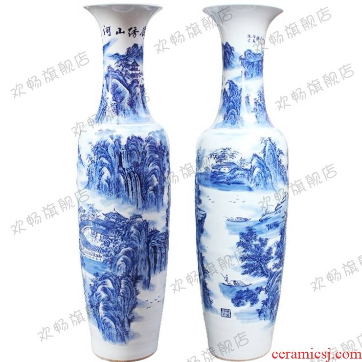 Ch - y1 jingdezhen ceramics of large blue and white porcelain vase landscape splendid sunvo sitting room adornment is placed
