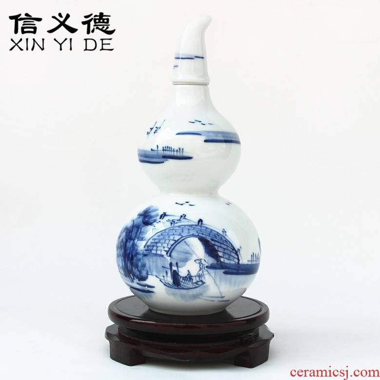 Jingdezhen ceramic wine bottle and one 1 catty jin hand - made jiangnan water gourd sealed mercifully jars empty wine