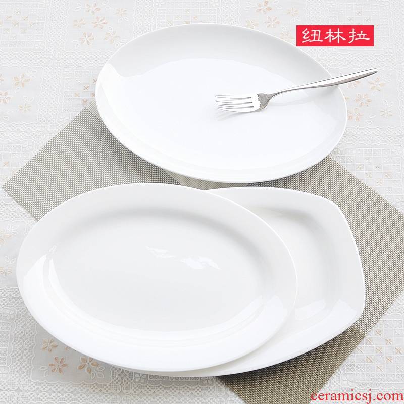 Pure white ipads China jingdezhen porcelain plate rectangular plate tableware fish dish rectangular plate design is optional