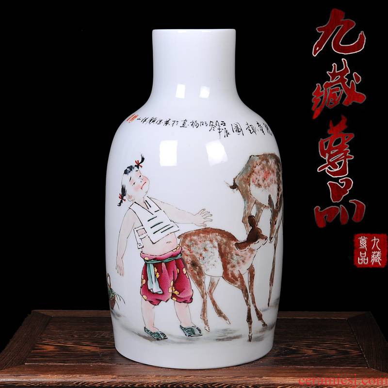 The Master of jingdezhen ceramics hand - made enamel vase deer rui tong qu I sitting room home handicraft furnishing articles