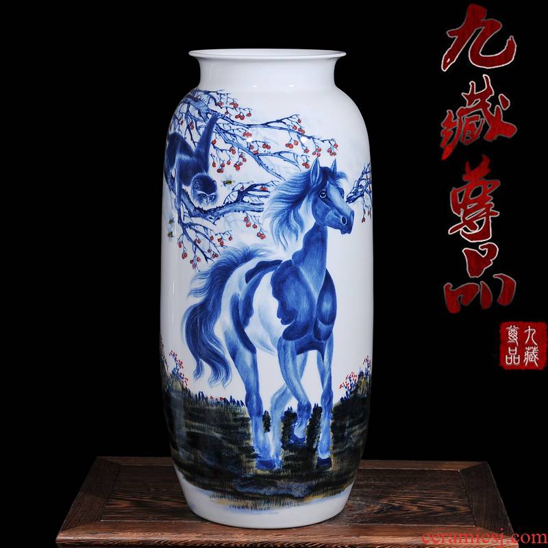 Jingdezhen ceramic hand - made pastel blue and white porcelain jar, vase seal hou home sitting room classic crafts are immediately