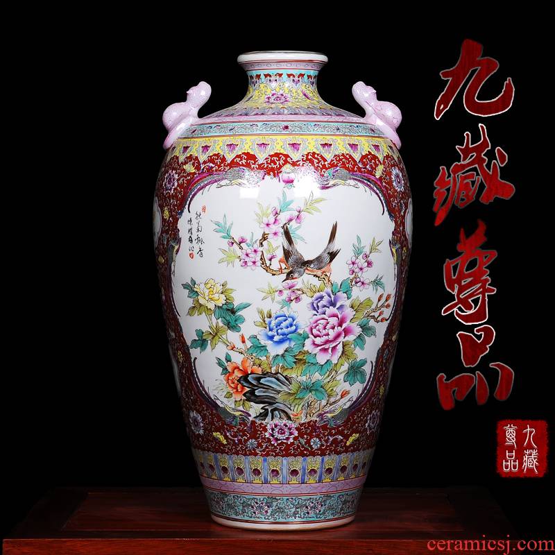 Jingdezhen ceramic plug-in is antique hand - made pay-per-tweet vase household enamel handicraft collection sitting room furnishing articles