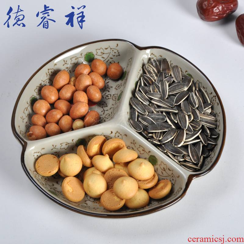Archaize of jingdezhen porcelain three tray was spelt dishes ceramic tableware creative dish plates snack dishes