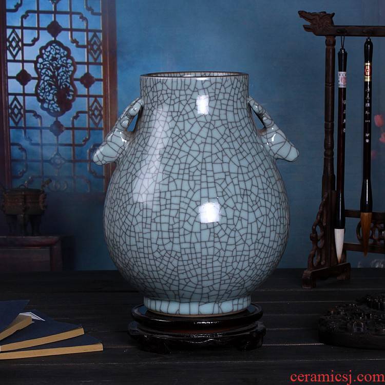 Jingdezhen ceramic vases royal porcelain open piece of crack glaze antique Chinese penjing sitting room porch decoration
