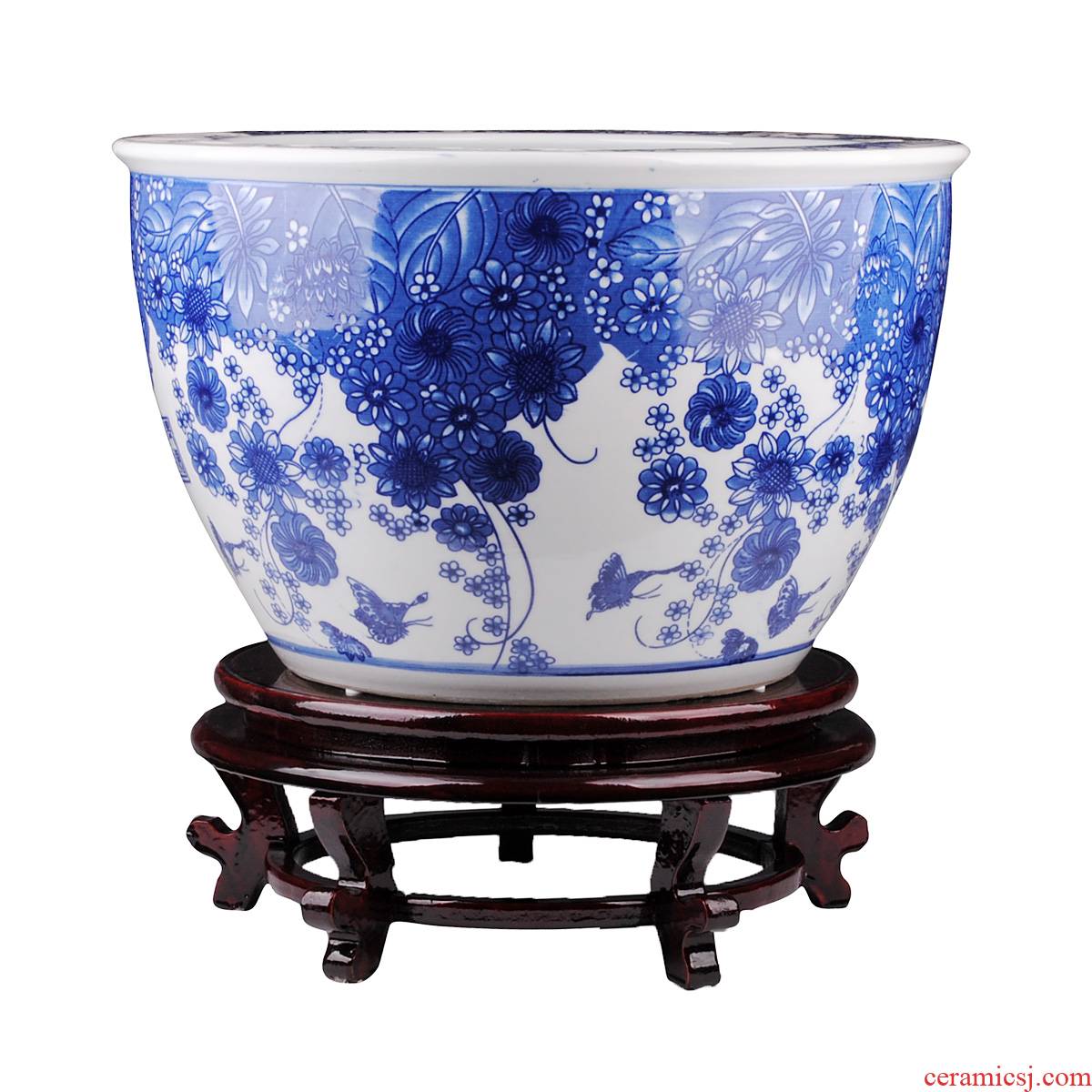 Blue and white porcelain of jingdezhen ceramics goldfish bowl the tortoise cylinder landing a large aquarium home furnishing articles water lily and practical