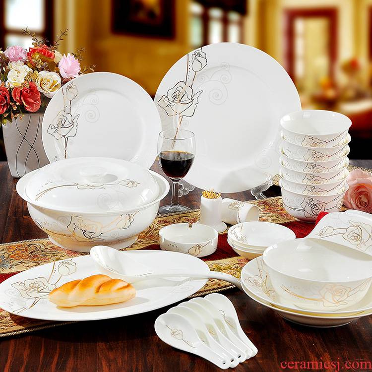 56 skull jingdezhen porcelain tableware suit rose wedding housewarming eternal