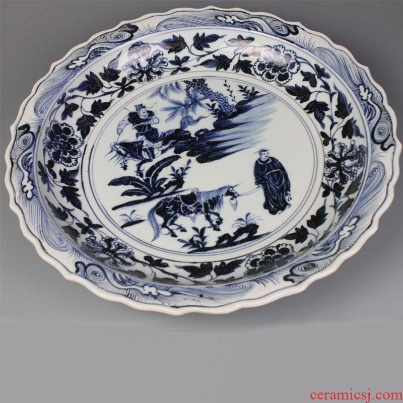 Jingdezhen ceramics imitation of yuan blue and white Xiao Heyue after han xin decoration plate of archaize sitting room adornment is placed under the large size