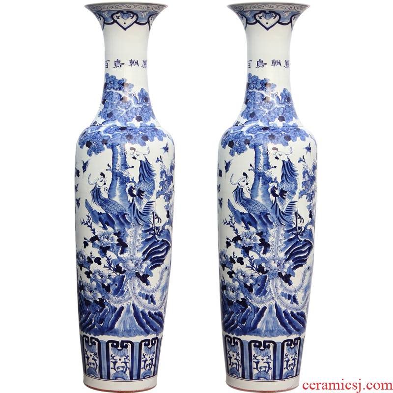 Jingdezhen ceramics of large vases, hand - made of 1.8 3 m sitting room adornment furnishing articles sf65 birds pay homage to the king
