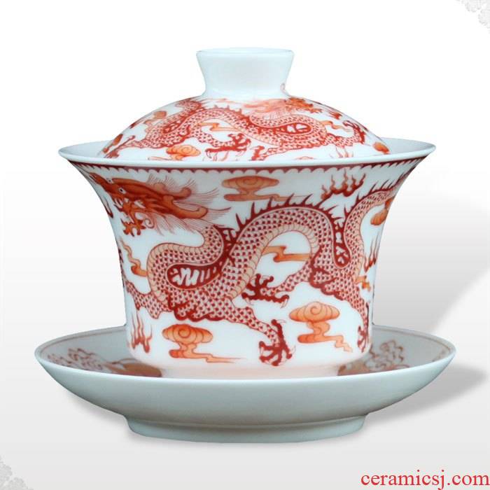 Offered home - cooked in jingdezhen porcelain tea tureen hand - made of hand - made famille rose bowl is only three cup teapot