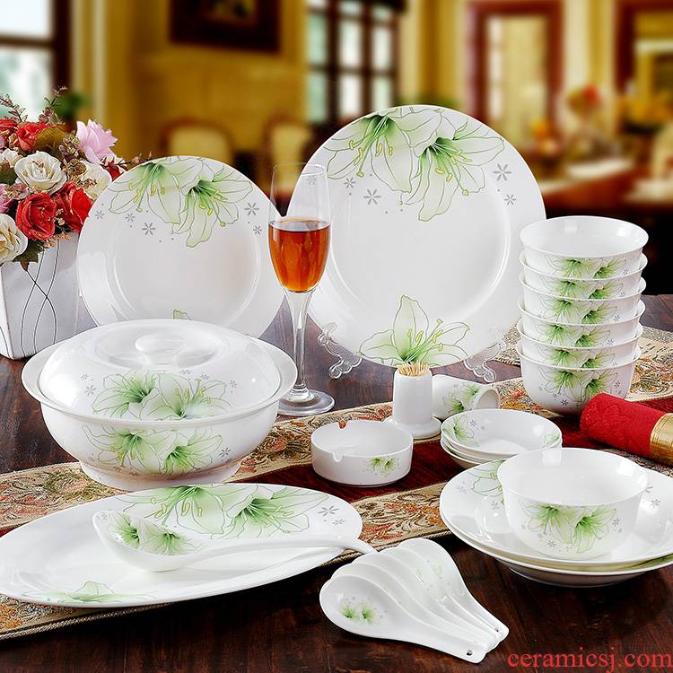 56 the head top grade ipads ipads porcelain tableware jingdezhen porcelain bowl dish bowl dish dish the leaf of green meet gift set