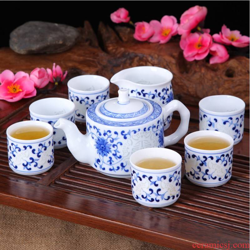 Jingdezhen porcelain and ceramic tea set suit pure hand - made teacup teapot household custom logo at the bottom of the box