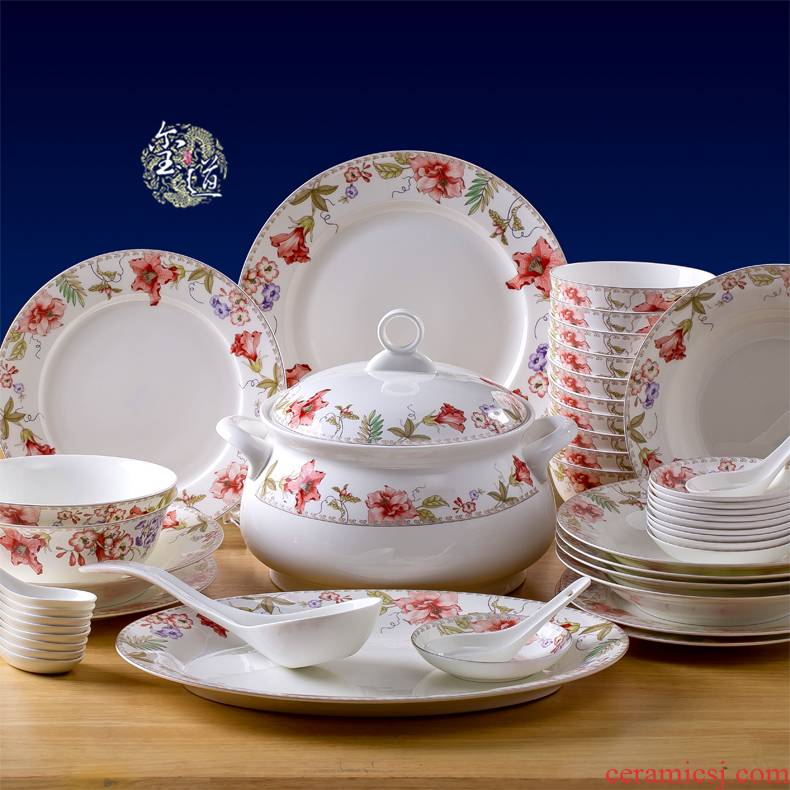 56 the head jingdezhen ipads porcelain tableware suit Chinese dishes suitable for microwave plate housewarming gift