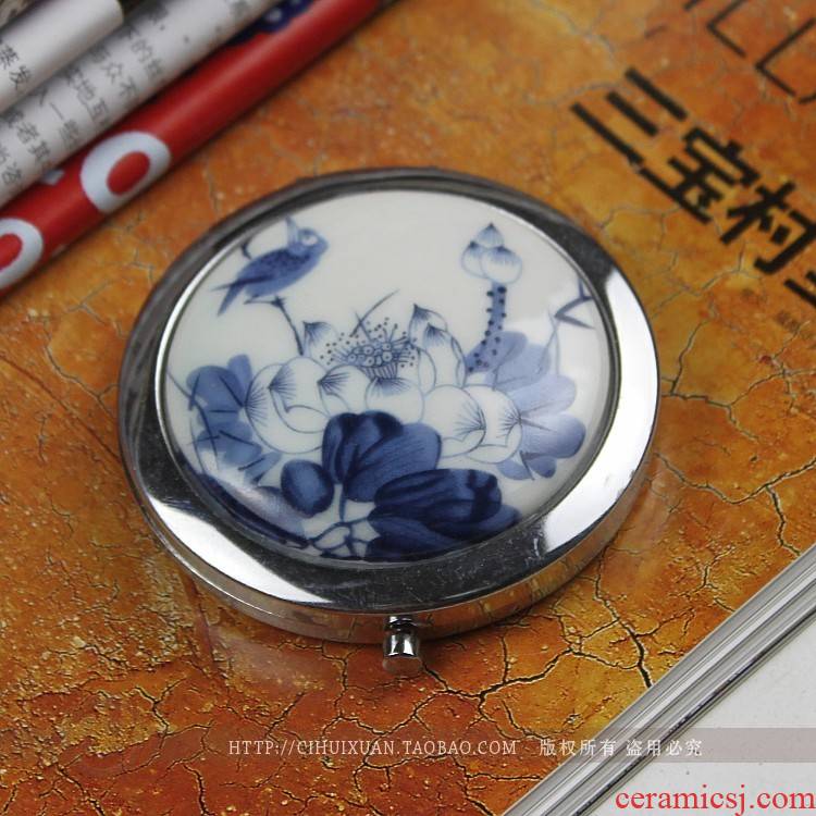 Jingdezhen ceramic checking portable cosmetic mirror/folding the vanity mirror mirror a birthday present