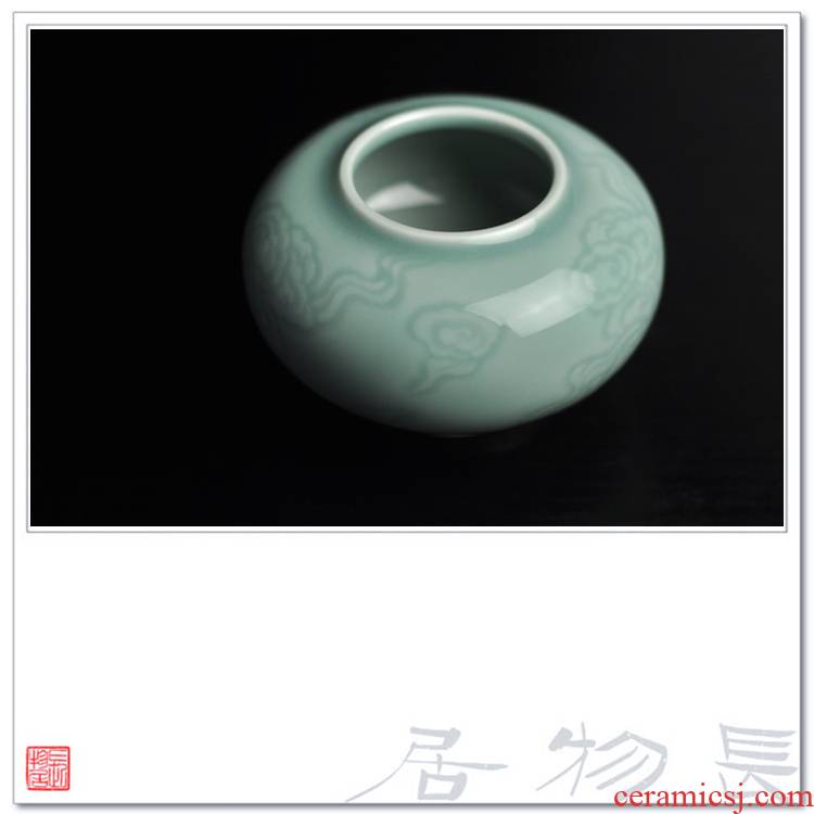 Offered home - cooked manual pea green glaze dark moment moire washed in jingdezhen ceramic tea set accessories water jar)