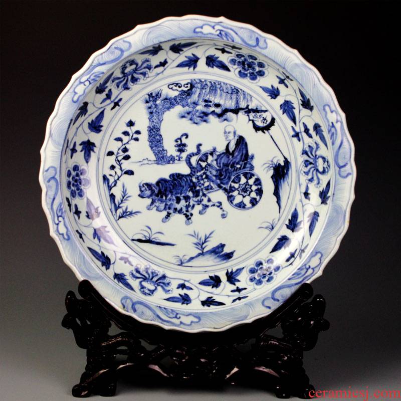 Imitation of yuan blue and white porcelain of jingdezhen ceramics decoration plate sits plate of archaize sitting room porch decoration handicraft furnishing articles