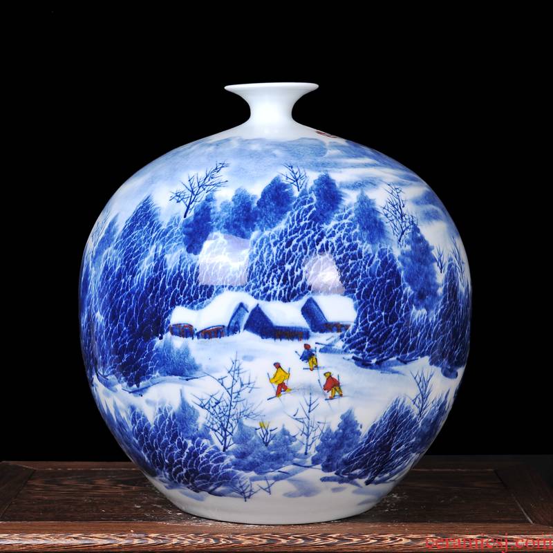 The Master of jingdezhen ceramics hand - made snow small expressions using the and heavily vase of blue and white porcelain gifts home crafts