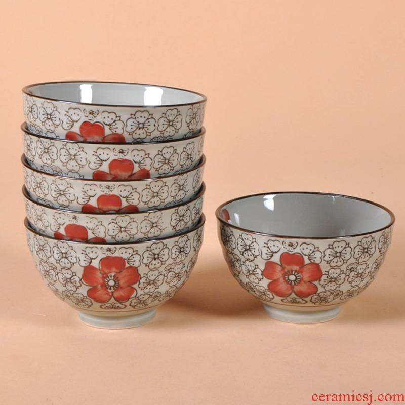 Jingdezhen ceramics tableware glaze under hand - made rice bowls ultimately responds soup bowl tall bowl of hot microwave multicolor